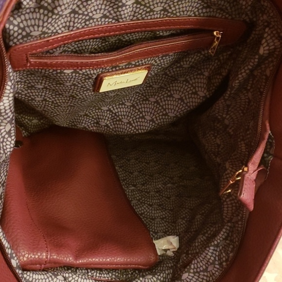 Mode Luxe Tote Purse & Make Up Bag Merlot Suede and Faux Leather NWOT - Picture 4 of 8